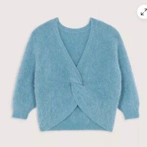 ba&sh Blue Fuzzy Twist-Front Sweater